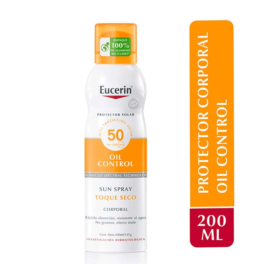 Protector Solar Corporal en Spray Eucerin Transparent Toque Seco FPS 50+