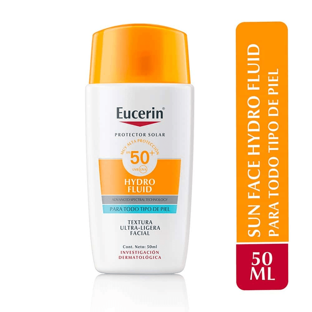 Protector Solar Facial Eucerin Hydro Fluid Textura Ultra Ligera FPS 50+