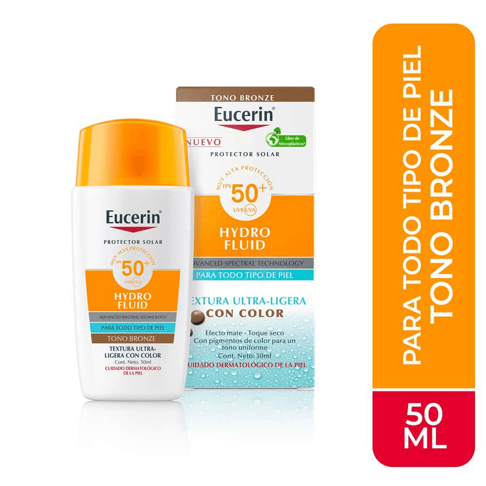 Protector Solar Facial Eucerin Hydro-Fluid Tono Bronze FPS 50+