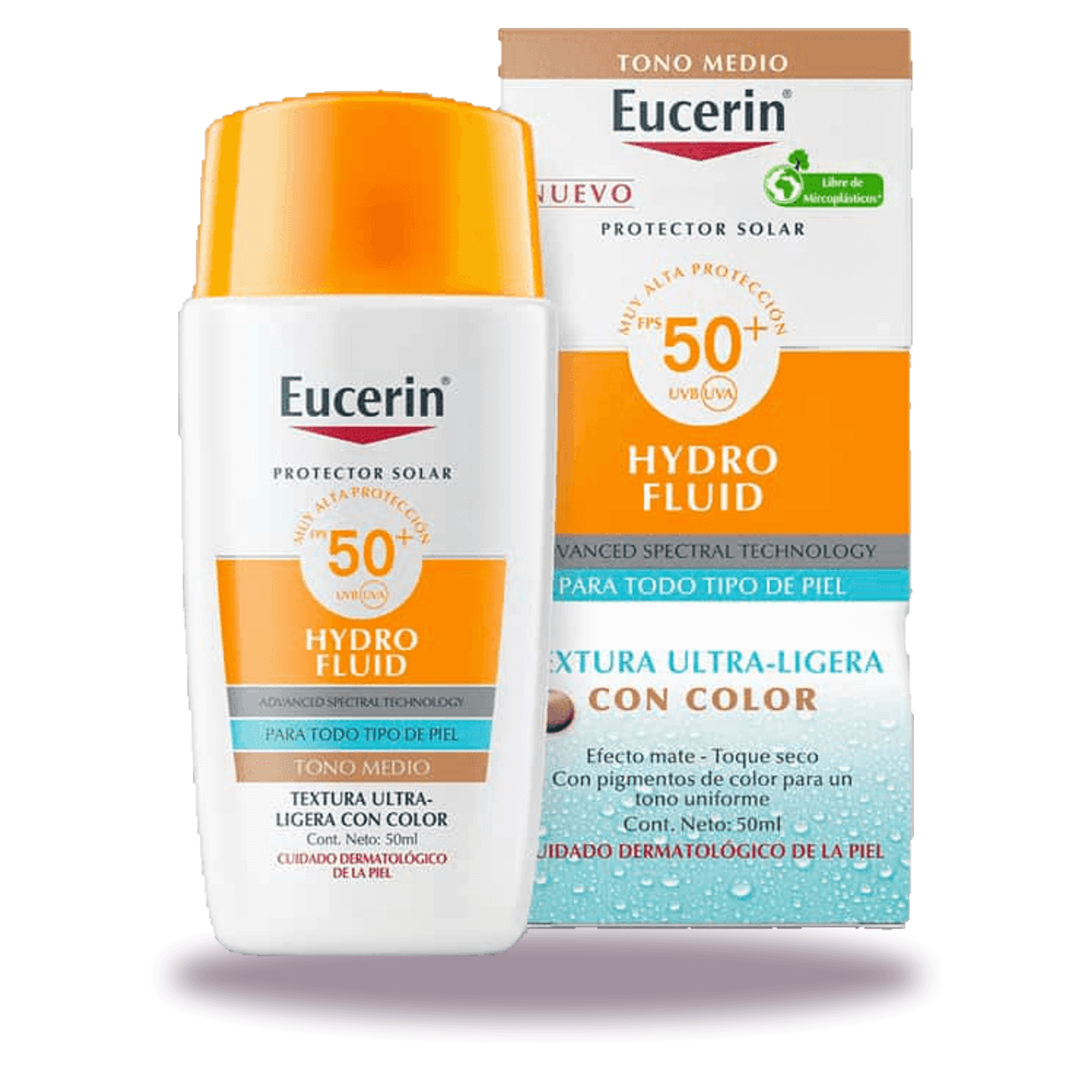 Protector Solar Facial Eucerin Hydro-Fluid Tono Medium FPS 50+