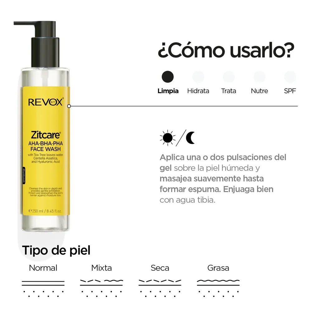 Limpiador Facial Revox Zitcare Aha.Bha.Pha. Face Wash 250Ml 5