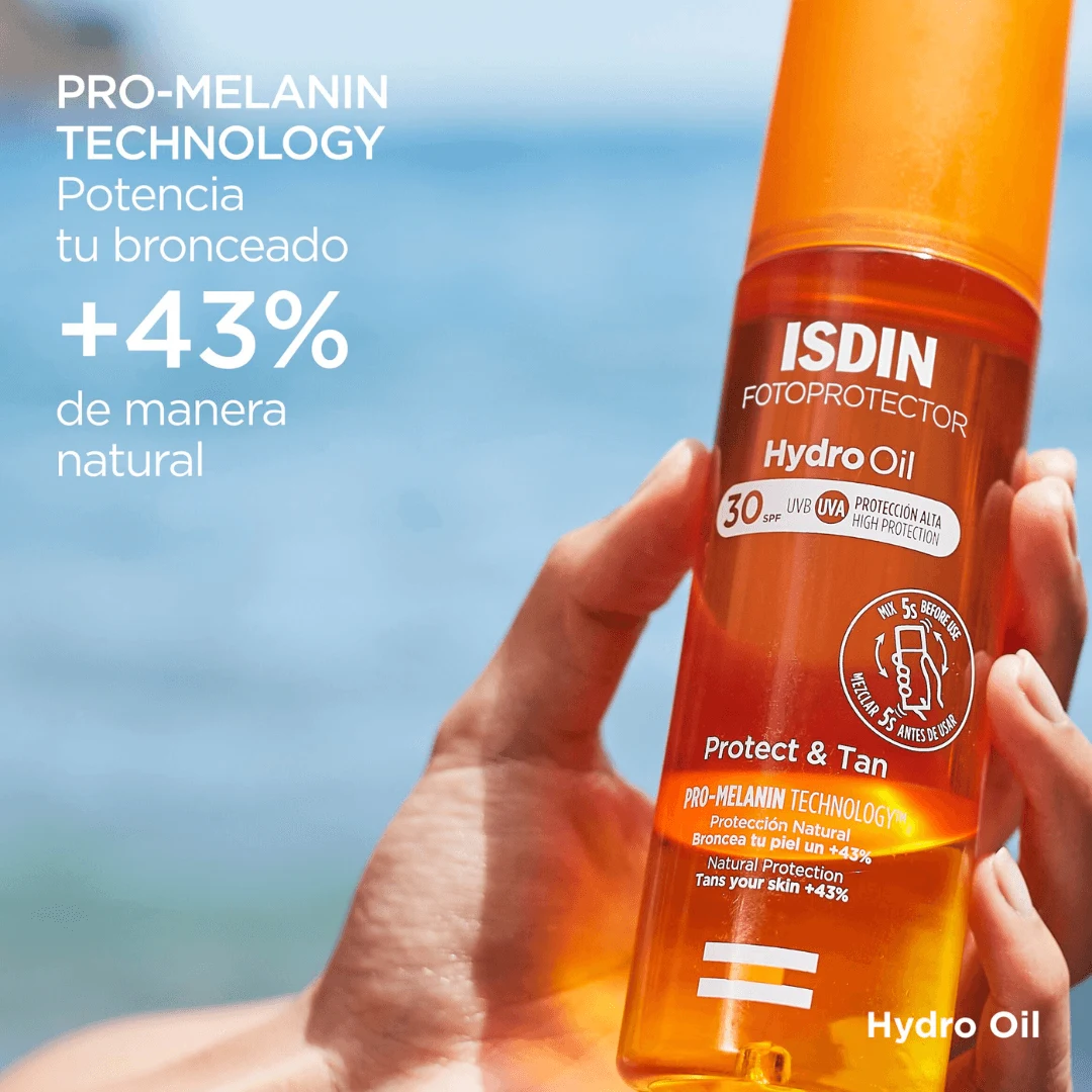 Pack ISDIN: Fotoprotector ISDIN Hydro Oil Fps 30 X 200 ml + Fusion Water Magic Glow 2