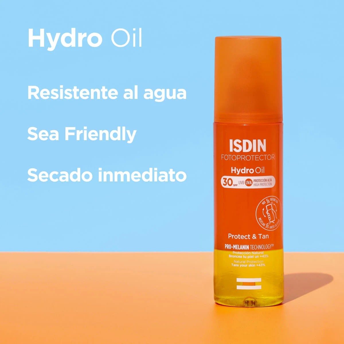 Pack ISDIN: Fotoprotector ISDIN Hydro Oil Fps 30 X 200 ml + Fusion Water Magic Glow 3