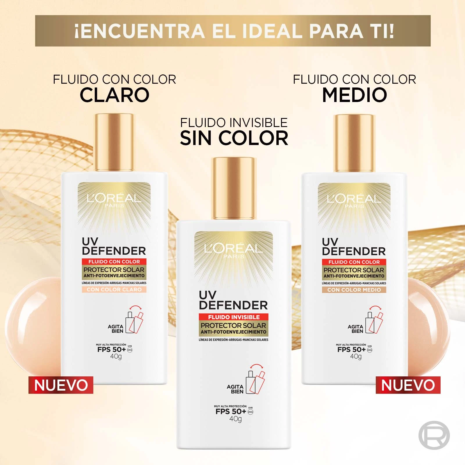 Pack L'Oreal Paris Serum Rostro Ácido Hialurónico + Protector Solar UV Defender Fluid 5