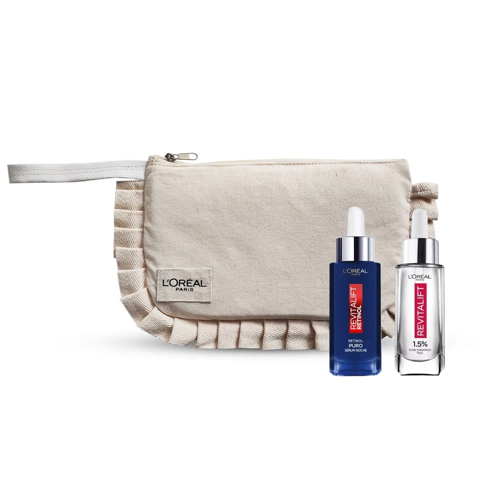 Pack Serum Revitalift Retinol + Serum Revitalift Hialurónico Día L'Oreal Paris + Clutch