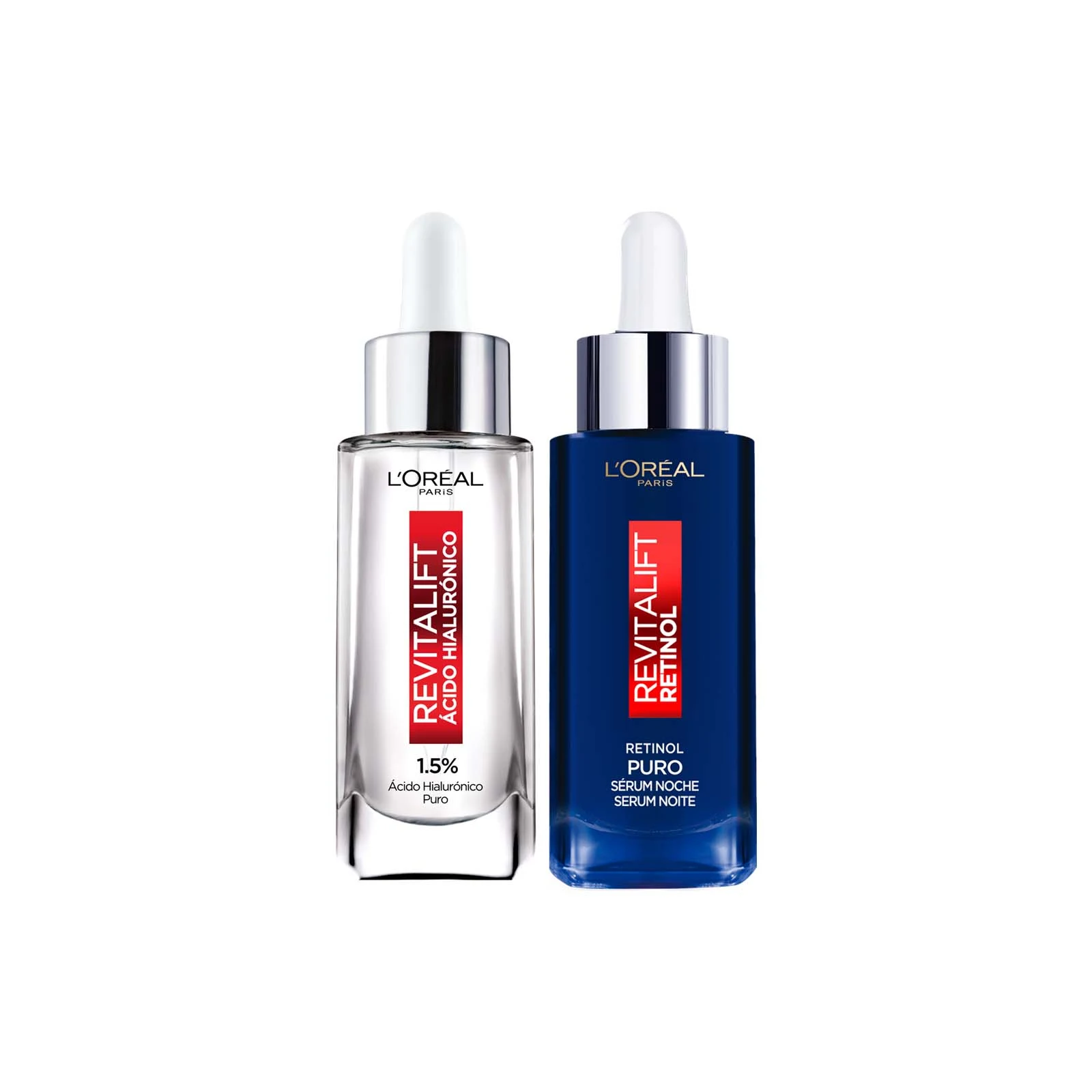 Pack Serum Revitalift Retinol + Serum Revitalift Hialurónico Día L'Oreal Paris + Clutch 2