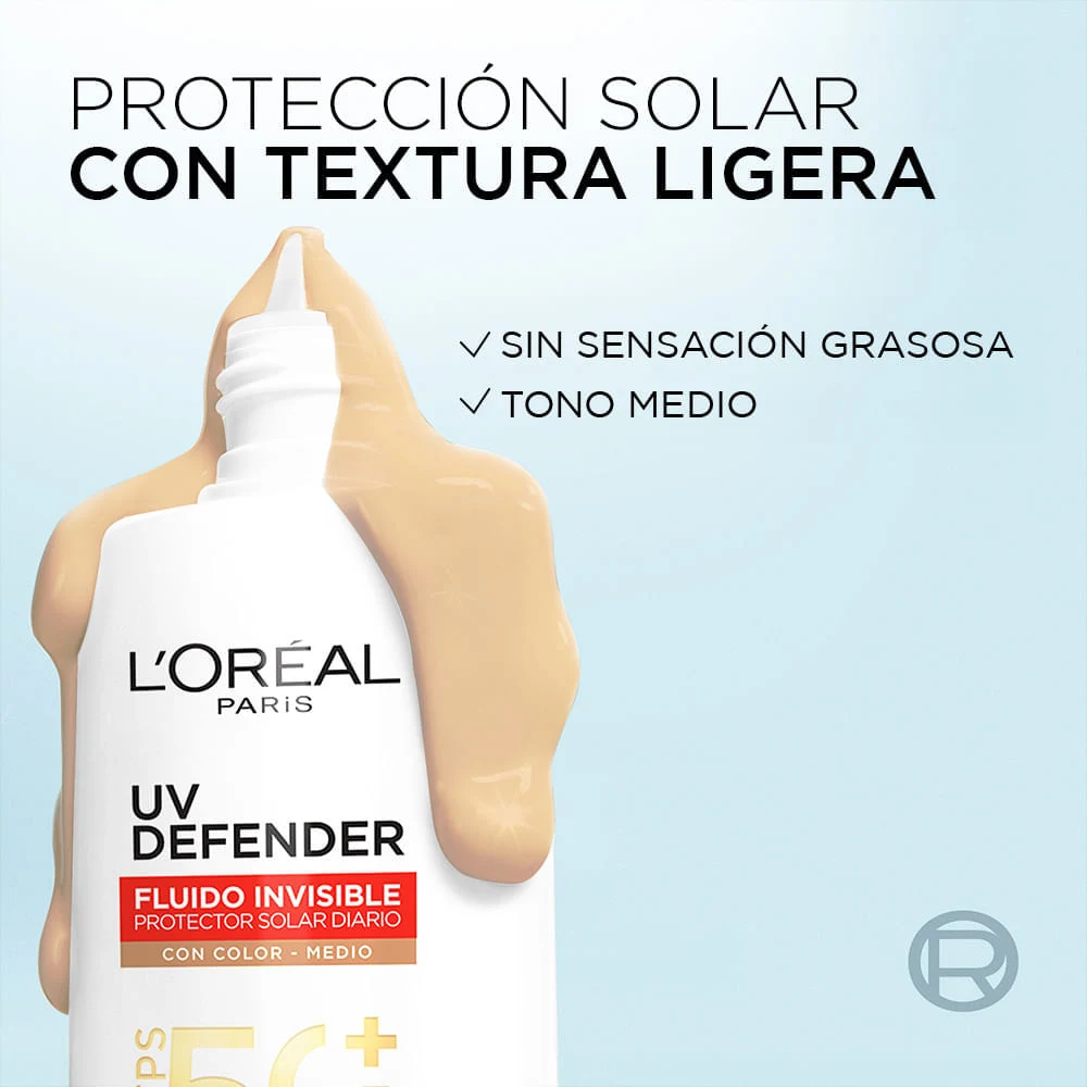 Protector Solar Dermo Loreal Paris Uv Defender Fluido Invisible Tono Medio 40 Gr 4