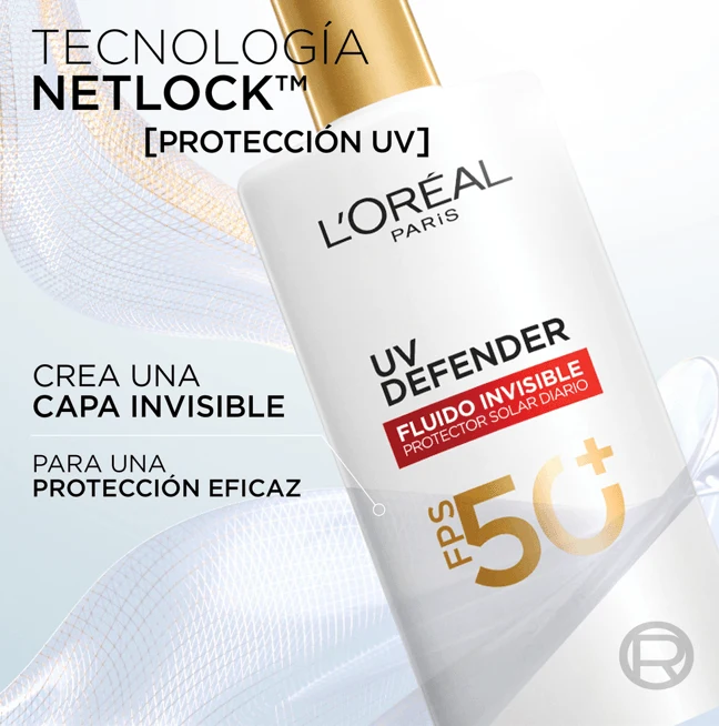 Protector Solar L'Oréal París UV Defender Fluido Invisible FPS 50 40ml 5