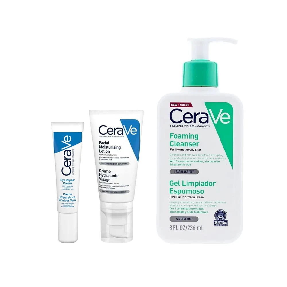Set Gel Limp Cerave 236ml + Loc Hid Cv Facial Ultra Ligera 52ml + Crema Cv Contorno De Ojos 14 ml